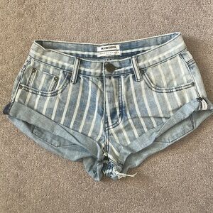 One x Oneteaspoon striped denim Bandits shorts, 23.